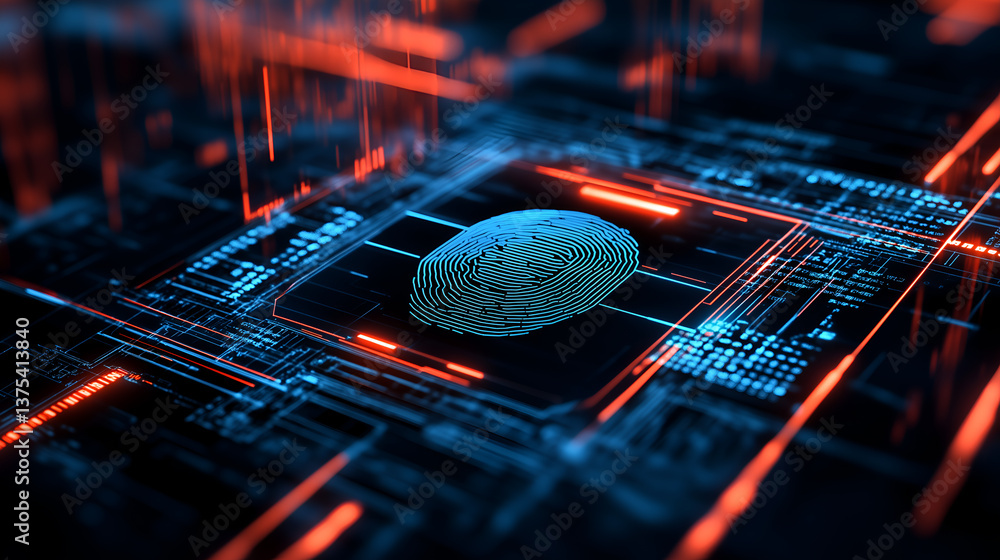 Aufkleber digital abstract image, a brain and circuit board and represents the future of technology and artifi