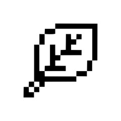 Leaf icon in pixel styl. Old syle vector. isolated in white background with 8-bit style