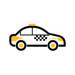 Fototapeta premium Side view taxi cab icon with checker pattern