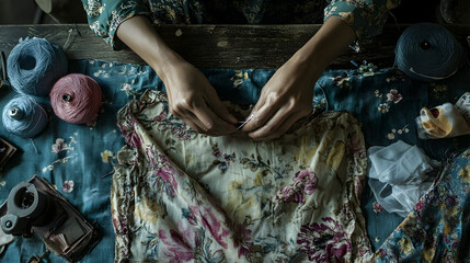 of a person manually cranking an old-fashioned music box, with a nostalgic, vintage setting around them 