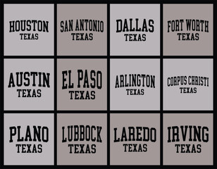 Texas Cities by Population t shirt bundle