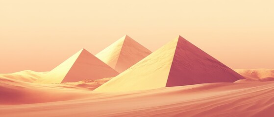 Majestic Golden Pyramids in a Serene Desert Landscape Under a Soft Pastel Sky at Dawn