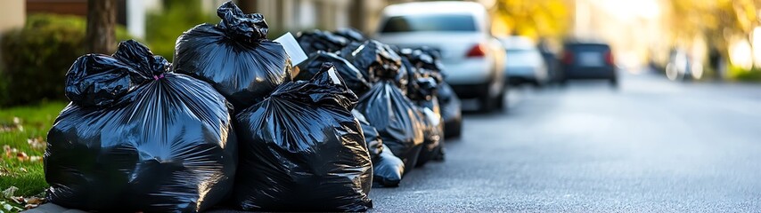Trash Bags on Curbside, Street Scene