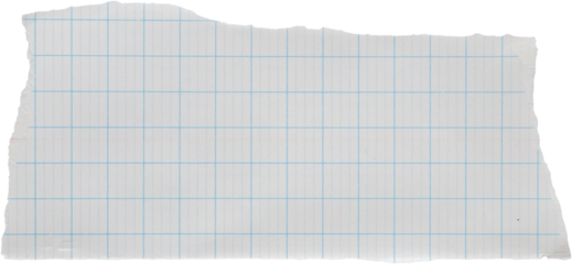 piece of lined graph paper tear isolated on white background