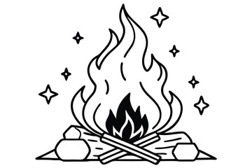 monochrome vector illustration of a bonfire