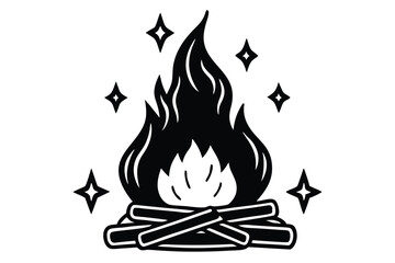 monochrome vector illustration of a bonfire