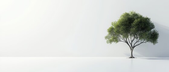Obraz premium Solitary Tree Against Minimalistic White Background Representing Nature and Serenity in Modern Design