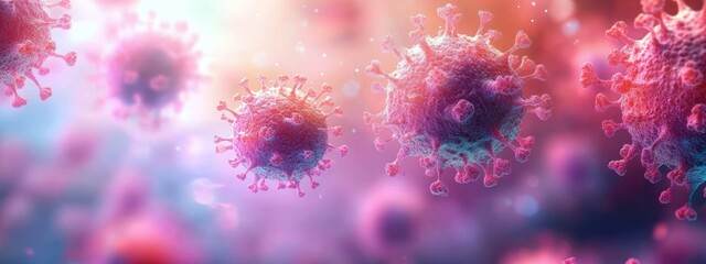 Microscopic Visualization of 2025-nCoV Coronavirus Particles in Vibrant Colors