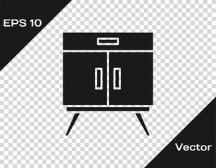 Black Chest of drawers icon isolated on transparent background. Vector
