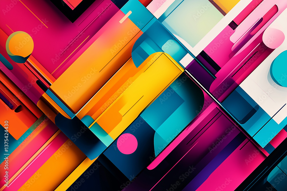 Poster create visually striking abstract backgrounds featuring dynamic geometric shapes and a vibrant color