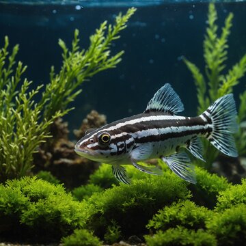 Zebra Otocinclus Gracefully Cleaning