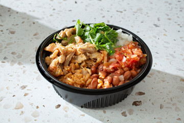 A view of a Mexican chicken bowl.