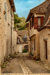 Narrow Medieval Street In Issigeac (Dordogne - Nouvelle-Aquitaine -France)