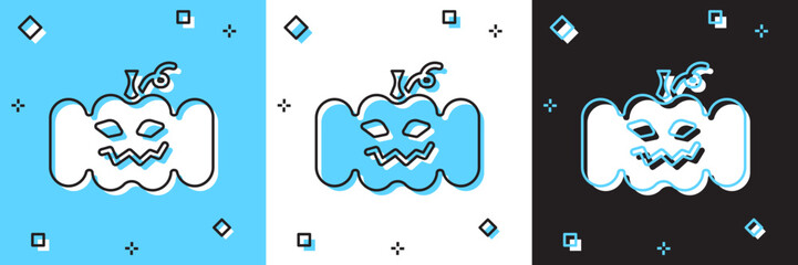 Set Pumpkin icon isolated on blue and white, black background. Happy Halloween party. Vector