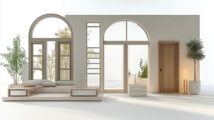 Minimalist Modern Art Window and Door Designs in Neutral Tones
