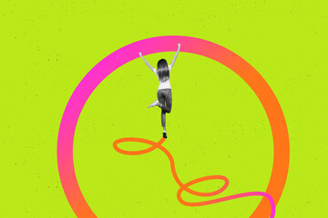 Composite image montage trend artwork collage of circle line startup target marketing career new...