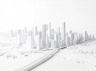 Futuristic Cityscape in Winter Wonderland