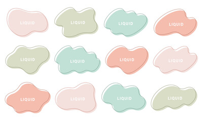 液体シェイプ　ゆるいフレーム　セット　抽象的　ふにゃふにゃ　波型　ベクター　イラスト　フラット