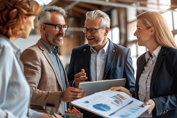 Title: Multifaceted Business Professionals Strategize Financial Growth in Contemporary Conference Room