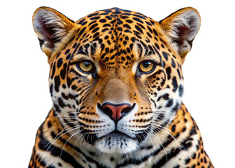 Obraz premium Close up portrait of a Jaguar isolated on white png transparent background