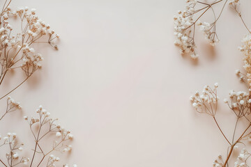 Pink flatlay background with dried flowers