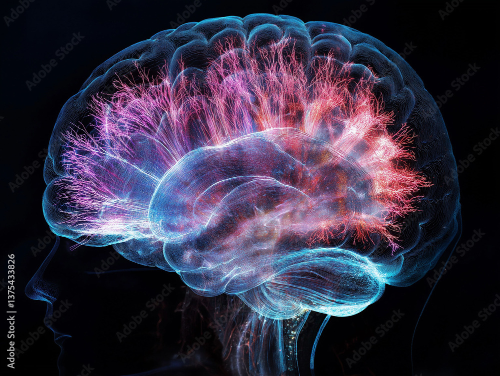 Poster alpha wave brain focus. relaxation therapy. eeg cognitive. visual representation of brain activity f