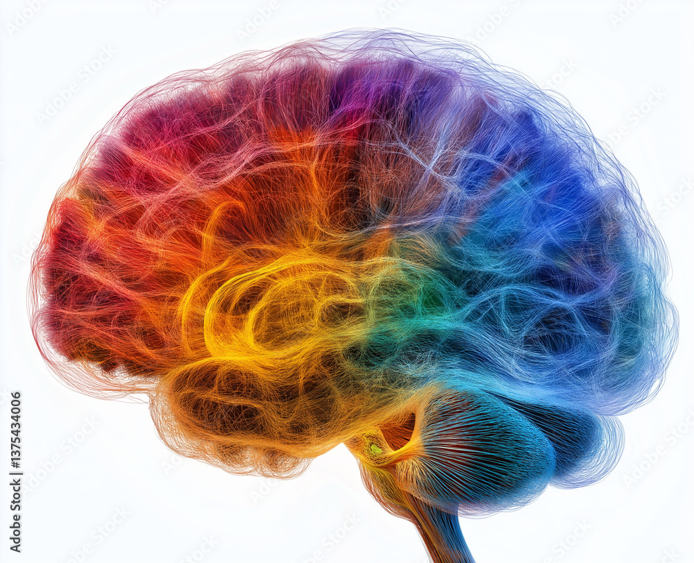 Poster alpha wave brain focus. relaxation therapy. eeg cognitive. color-coded eeg brain map highlighting al