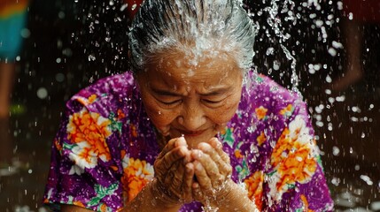 Songkran celebration nong khai cultural event traditional rituals close-up view honoring elders