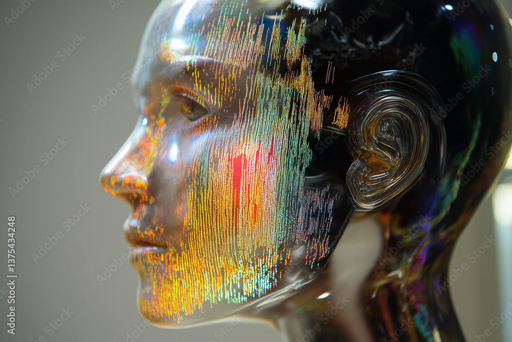 Poster alpha wave brain focus. relaxation therapy. eeg cognitive. digital brain model with eeg alpha wave v
