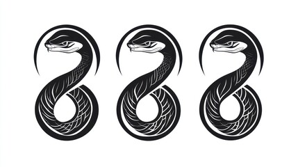 Obraz premium Decorative snake design, three stylized snakes, ornate patterns. Possible use for tattoo design, logo, or graphic art