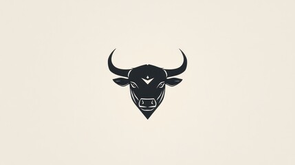 Bull head logo, minimalist design, beige background, graphic design (1)