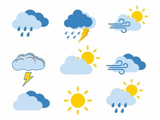 weather icons set on white background 