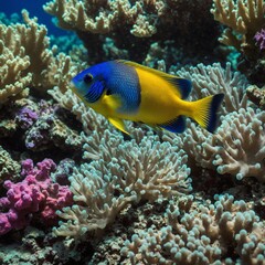 Obraz premium Damselfish Exploring Coral Gardens