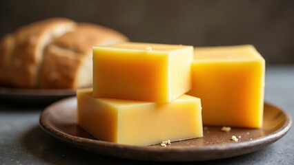 Cheddar Cheese Cubes On A Plate
