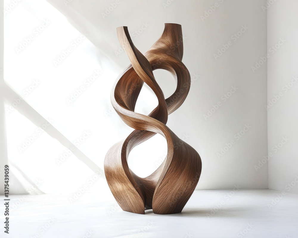 Poster stunning wooden podium showcases elegant design with twisting curves that create sense of movement and artistry. This unique product adds touch of sophistication to any space