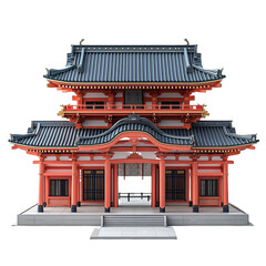 Obraz premium 3D front view illustration of a Kyoto Imperial Palace Japan monument isolated on a white transparent background