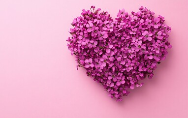 Obraz premium Floral Heart of Pink Flowers on Pink Background suitable for website background