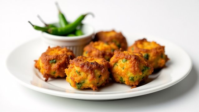 Spicy Indian Dahi Bhalla Plate with Peppers