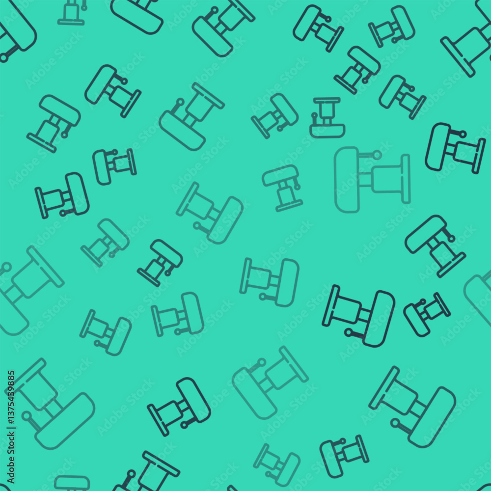 Poster black line table lamp icon isolated seamless pattern on green background. vector