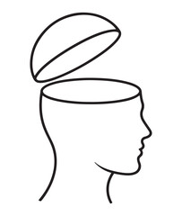 Minimalist Line Art of an Open Mind Concept in Profile View