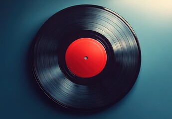Classic Vinyl Record with Vibrant Center and Realistic Textures