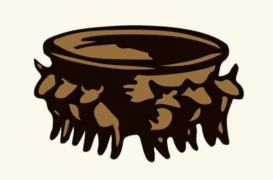 brown cauldron drawing, simple, vintage style clip art preview