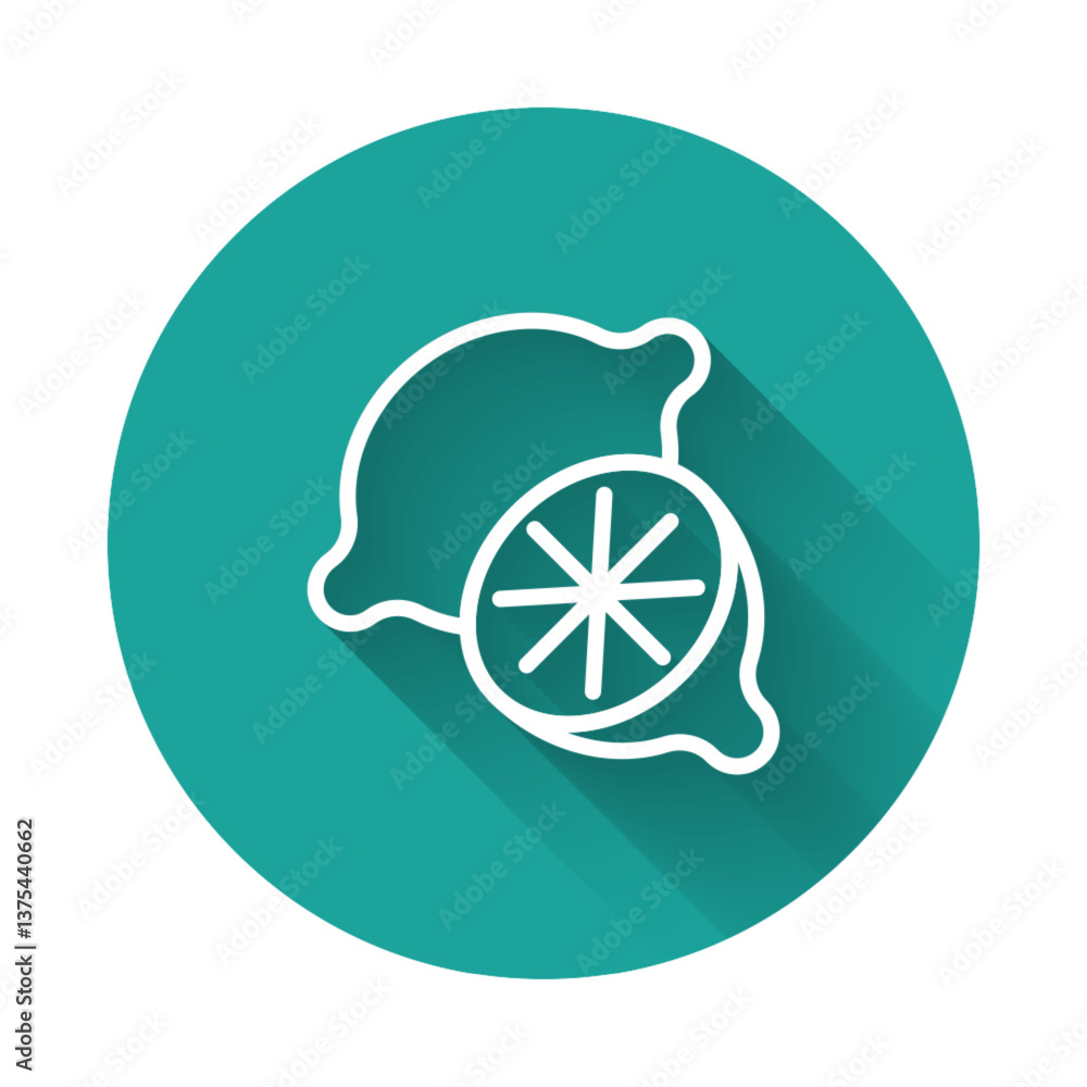 Aufkleber white line lime icon isolated with long shadow background. green circle button. vector