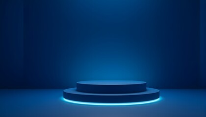 Blue illuminated stage for product presentation