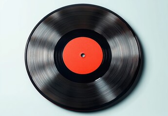Classic Vinyl Record with Vibrant Red Center