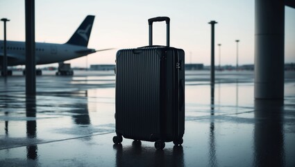 Sleek Black Suitcase at the Airport Travel Ready