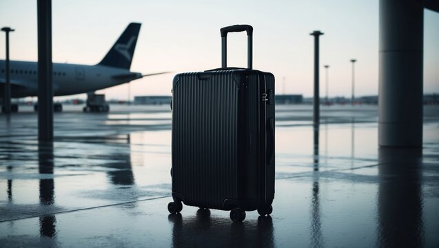 Sleek Black Suitcase at the Airport Travel Ready