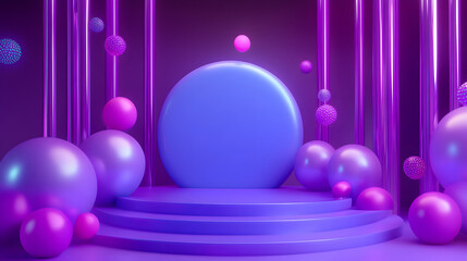 Obraz premium 3d rendering of purple and blue abstract geometric background. Scene for advertising, technology, showcase, banner, game, sport, cosmetic, business, metaverse. Sci-Fi Illustration. Product display