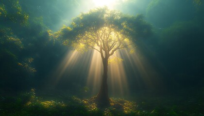 Obraz premium Sunlight through jungle tree