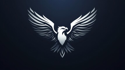Majestic eagle, wings spread, dark background, freedom concept, logo design